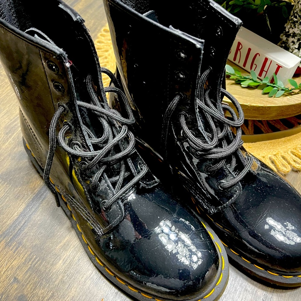 Dr Marten patent leather Womens boots. Size 9.